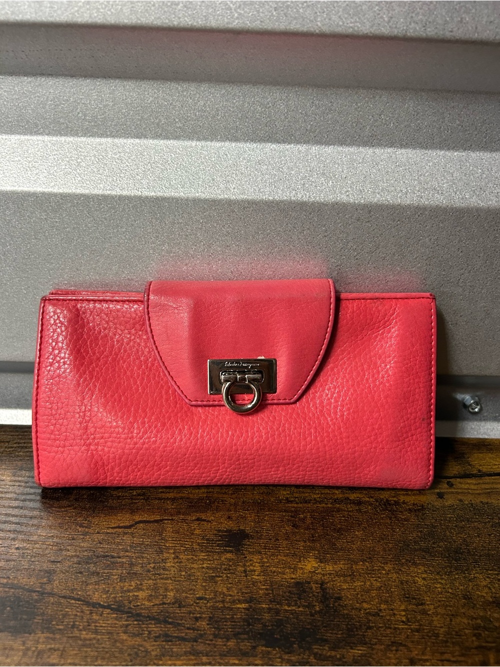 Salvatore Ferragamo Women’s Red Leather Gancini Continental Wallet Bifold